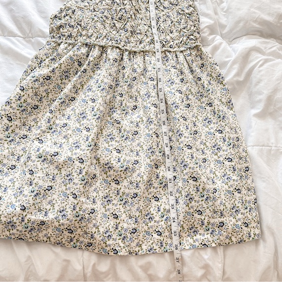 Free People Smocked White and Blue Mini Sundress - Picture 5 of 9